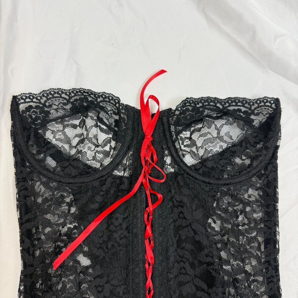 Vintage Jezebel Renee of Hollywood Corset Bra Whimsigoth Black Lace Up Size 32B - Picture 2 of 11